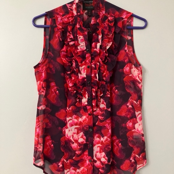 L’Wren Scott Banana Republic Rose Chiffon Blouse,  4P - Picture 4 of 8